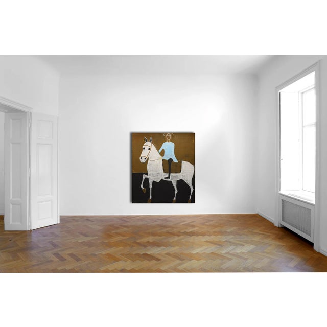 This large figurative oil painting is a reinterpretation of the statue in the Musei Capitolini in Rome, Equestrian statue...