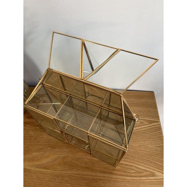 Italian Curiosity Cabinet in 14k Gold Brass For Sale - Image 11 of 16