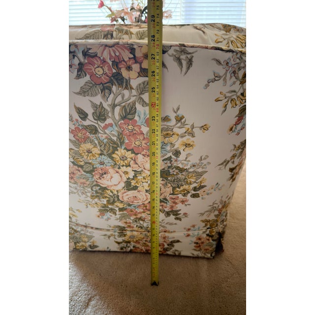 Vintage Floral Upholstered Club Chair With Skirted Base, C. 1970s–1980s For Sale - Image 4 of 9