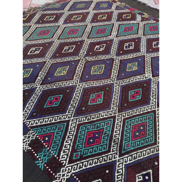 1960s Vintage Turkish Handknotted Small Kilim Rug - 60"x65" For Sale - Image 4 of 9
