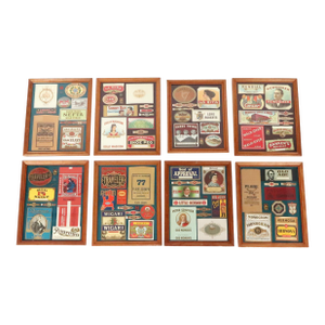 Set of Eight Wood Framed Cigar Box Label Collection