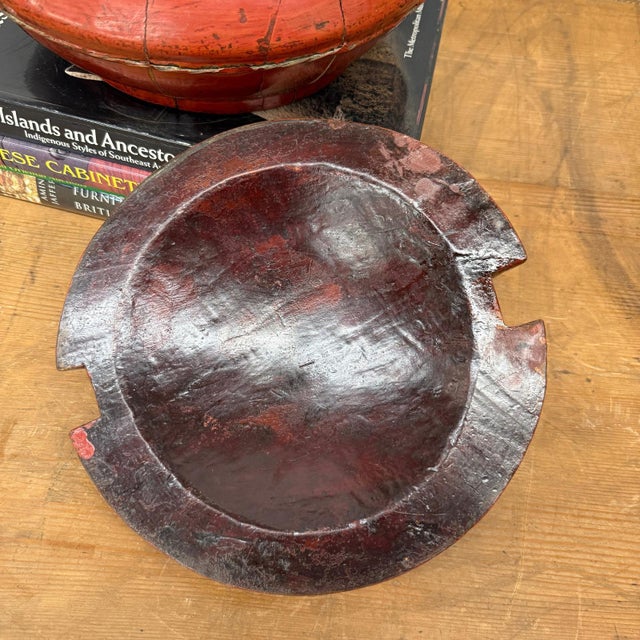 Red Red Wooden Carrying Basket with Removable Lid For Sale - Image 8 of 10