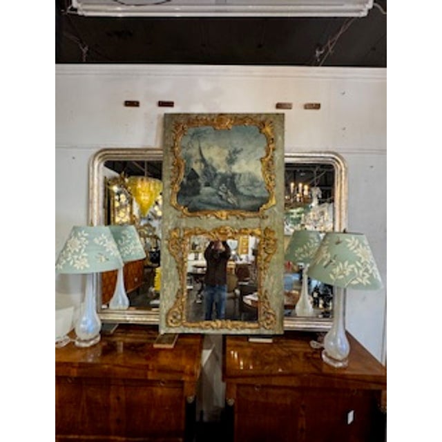 Green 18th Century French Trumeau Mirror For Sale - Image 8 of 9