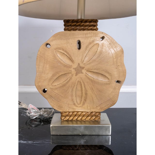 Pair of Sea Shore Beach Sand Dollar Rope Lamps W/ Shades For Sale - Image 9 of 15