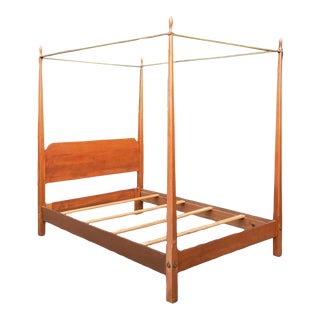 1980s Bespoke Maple Four Poster Canopy Bed Frame, Full Size For Sale