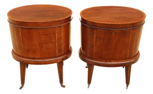 Antique Georgian Revival Inlaid Mahogany Cellarettes, Set of 2