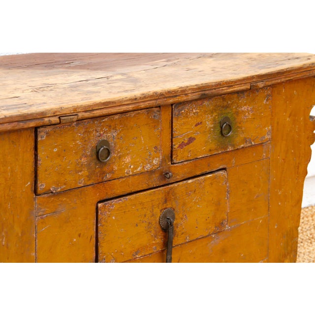 Contemporary Large Vibrant Yellow 19th Century Money Chest For Sale - Image 3 of 14