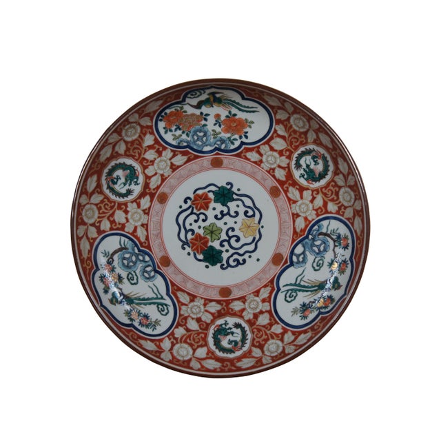 Early to mid 20th century Japanese Kotani / Imari style serving plate / platter - white porcelain hand painted with...