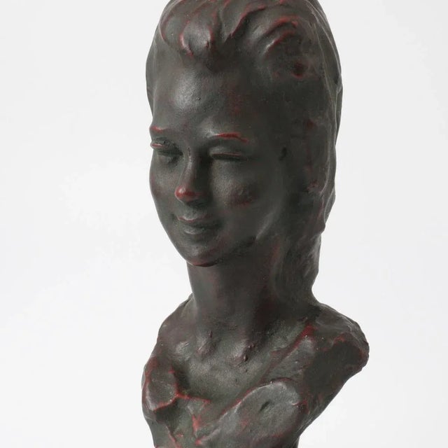 Vintage Ceramic Bust of a Girl by Ernest Patris, 1960s For Sale - Image 6 of 9