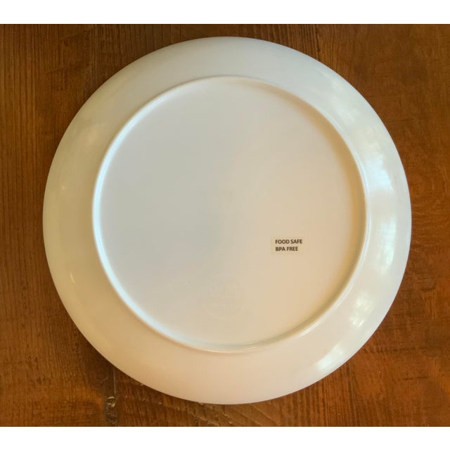 Plastic Chinoiserie Scroll Melamine Luncheon Plates W/ Green Lattice Pattern – Set of 7 for Palm Beach Regency, British Colonial & Outdoor Entertaining. For Sale - Image 7 of 8