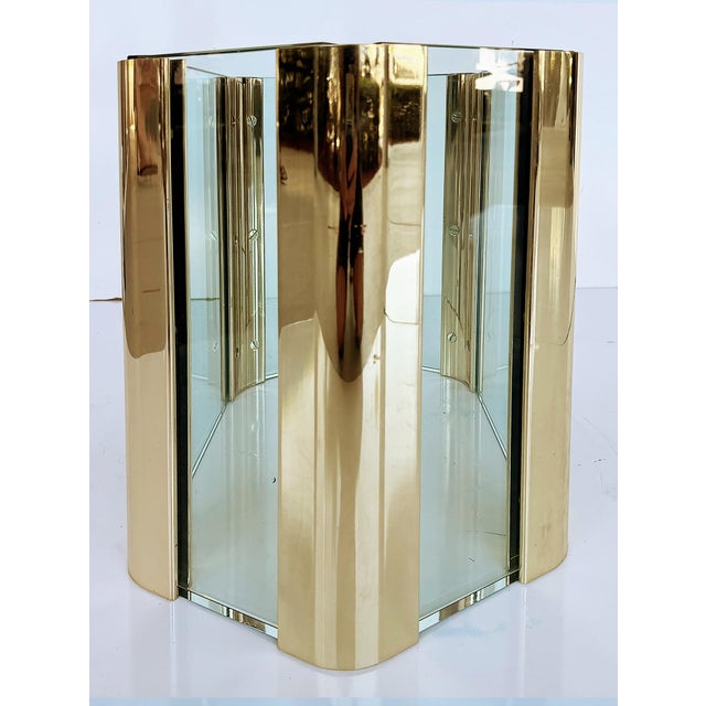 Mid-Century Modern 1960s Elongated Hexogonal Leon Rosen Pace Coffee Table in Brass and Glass For Sale - Image 3 of 6