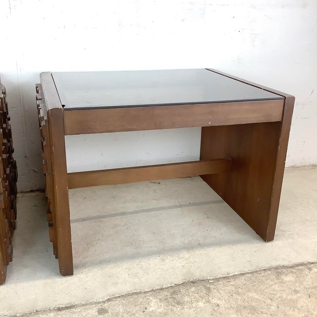 Pair of Vintage Brutalist End Tables With Glass Tops For Sale - Image 9 of 12