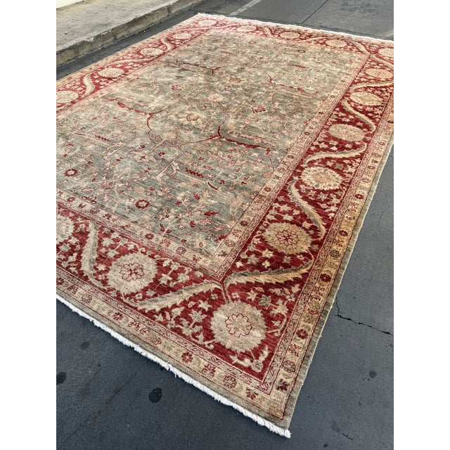 Textile 8ft 11in × 12ft2in Vintage Pakistani Hand-Knotted Wool and Silk Area Rug For Sale - Image 7 of 15