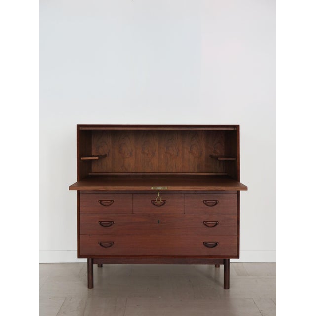 Scandinavian midcentury modern design teak credenza bar cabinet designed by Peter Hvidt & Orla Molgaard Nielsen for Soborg...