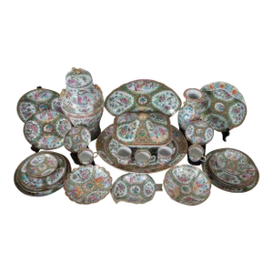 Antique 32 Piece 19th Century Chinese Export Mandarin Famille Rose Porcelain China