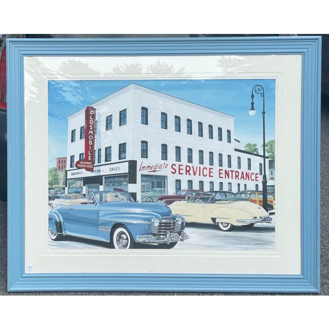 2000 - 2009 Ken Eberts Oldsmobile Olds Convertibles & Woody Wagon Car Dealership Painting For Sale - Image 5 of 12