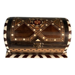 Mid 20th Century Wood Marquetry Box With Bone Inlay For Sale