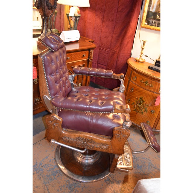 Antique Victorian Burgundy Tufted Leather Barber Chair Chairish