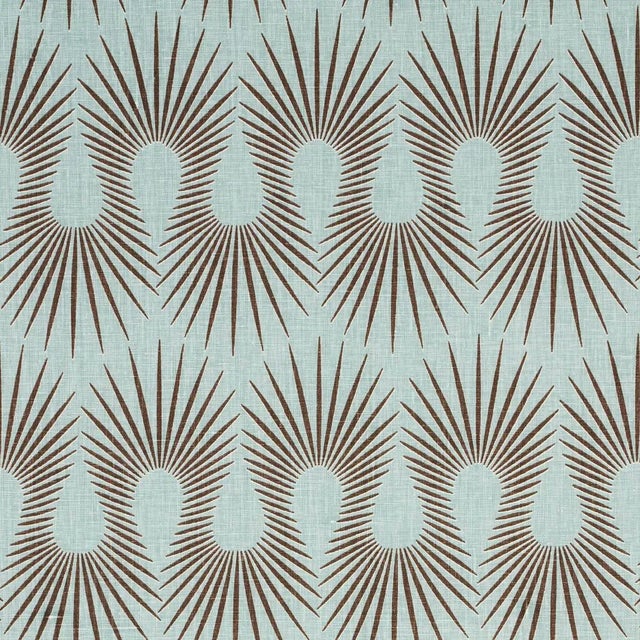 SAMPLE - Schumacher x Neisha Crosland Hedgehog Fabric In Duck Egg Brown For Sale