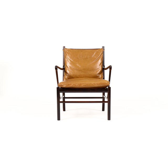 Mid-Century Modern 1960s Danish Modern / Mid Century Rosewood Colonial Armchair – Ole Wanscher for Poul Jeppesen – Cognac Leather For Sale - Image 3 of 16