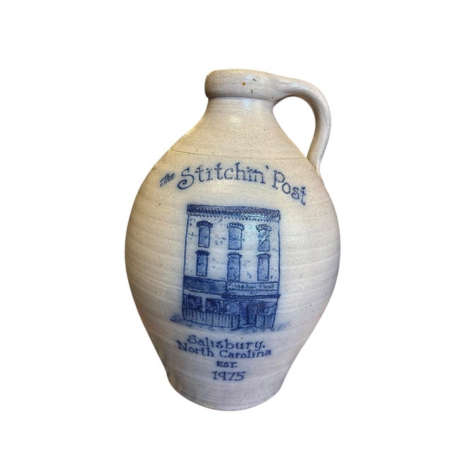 A beautifully crafted 2-gallon salt-glazed stoneware jug by celebrated American maker Rowe Pottery Works, produced as a...