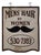 Vintage Double Sided Wooden Sign Advertising "Mens Hair by Women" With Mustache Illustration For Sale