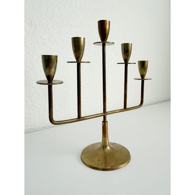 Mid-Century Modern 1960s Swedish Brass Candle Holder For Sale - Image 3 of 8