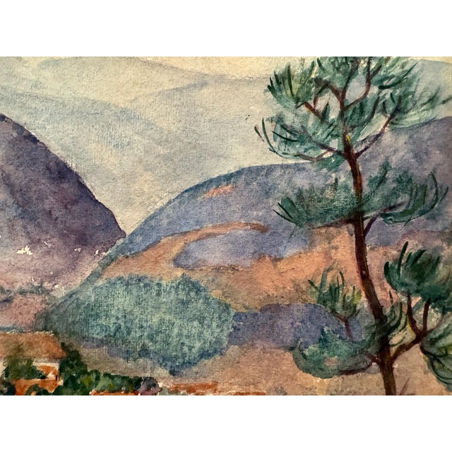 Original 1944 watercolor on paper by Edith Hoyt depicting Chinantla Mountain and a colorful village nestled beneath...