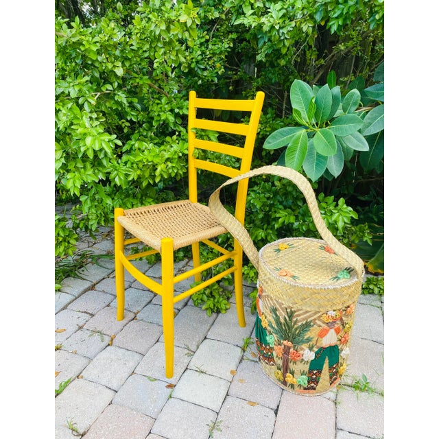 1960s Italian Wood Dining Chair With Beach Rope For Sale - Image 9 of 10