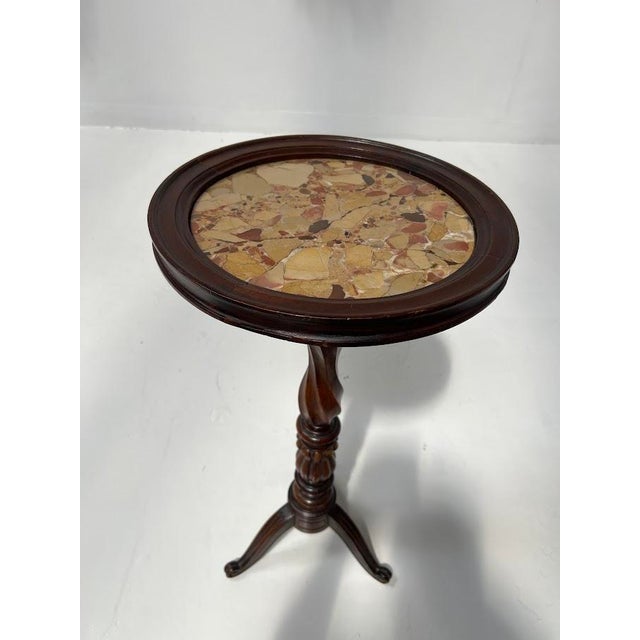 Napoleon III Style Pedestal Table in Walnut and Marble For Sale - Image 9 of 11