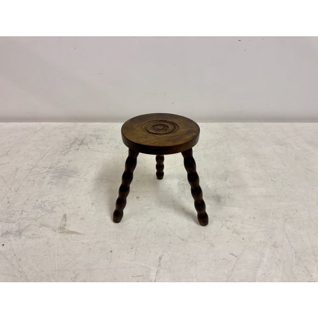 French Tripod Bobbin-Leg Stool, 1950s For Sale - Image 6 of 9