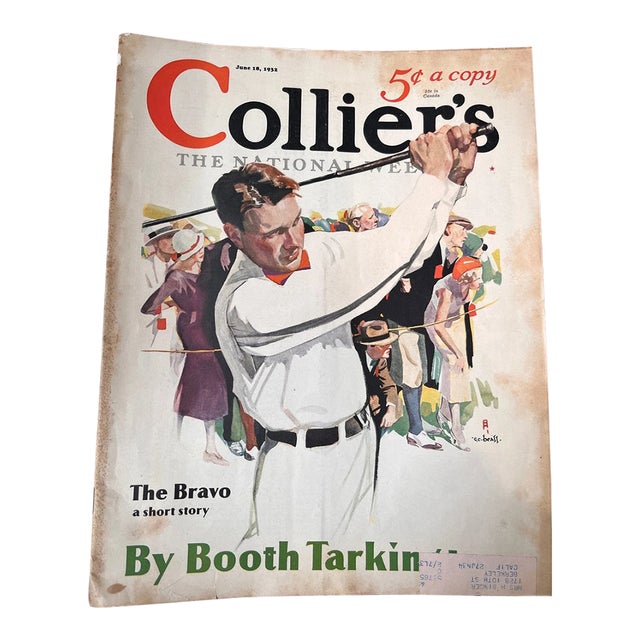 1932 Collier’s Magazine June 18 Vintage Golf Cover Booth Tarkington Coca Cola Ad For Sale
