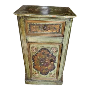Antique Italian Venetian Hand Painted Single Door Cabinet