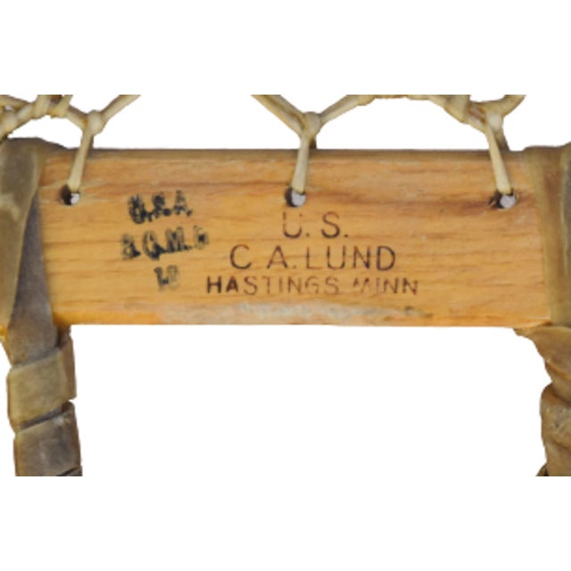 Mid 20th Century Vintage Ash, Sinew & Leather Lund Snowshoes Cottage Style For Sale - Image 5 of 9