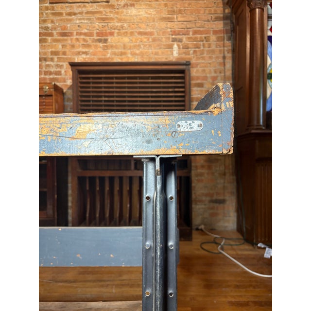 Vintage Industrial Steel-Based Workbench For Sale - Image 4 of 11