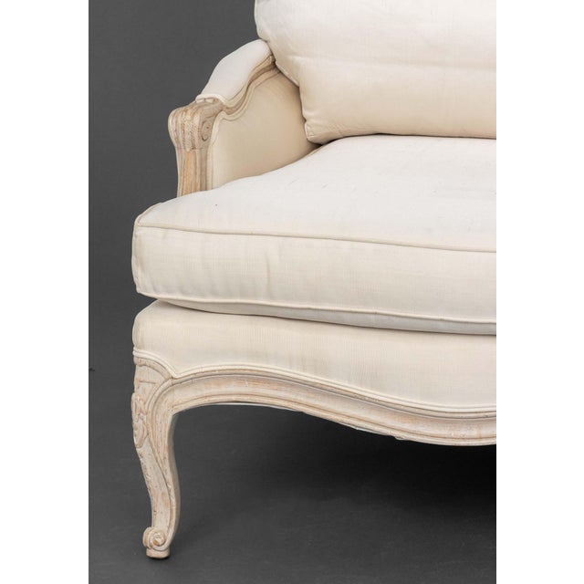 Interior Crafts Louis XV Style White Upholstered Bergeres, Pair For Sale - Image 4 of 8