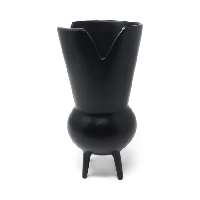 A black bucchero ceramic vessel designed by Gio Ponti, produced by Costantino for the Neoponti collection, Italy, 1997. A...