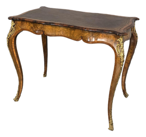 French Burr Walnut Bureau Plat Desk, 1880