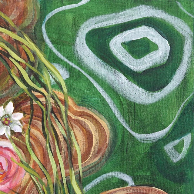 Figurative Ophelia - Earthy Floral Feminine Figurative Portrait Painting on Canvas Original Artwork by Naomi Jones For Sale - Image 3 of 9