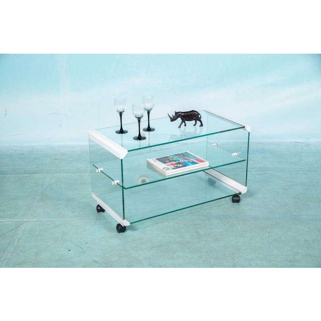Vintage Bar Cart in Glass For Sale - Image 4 of 12