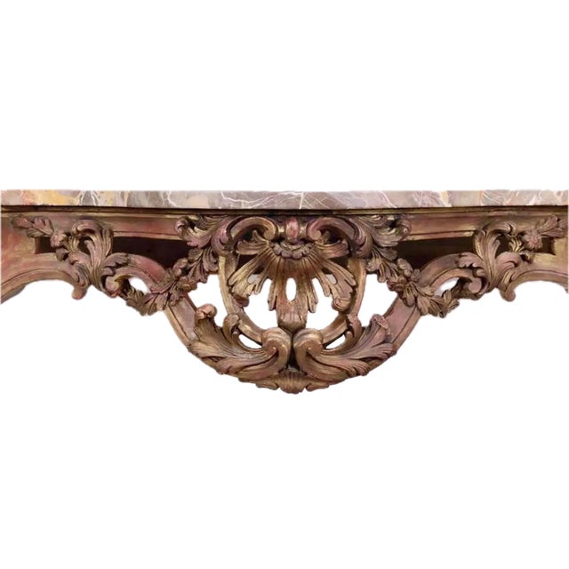 19th Century Antique Rococo Italian Marble Wall Console For Sale - Image 5 of 7
