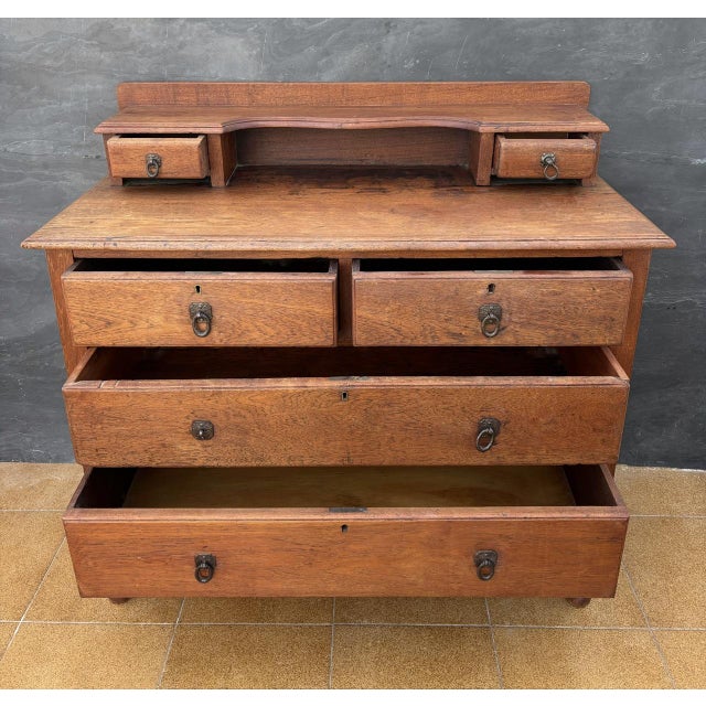 Wood Vintage English Oak Chest of Drawers, 1930s For Sale - Image 7 of 10