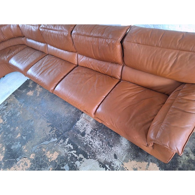 Large Italian Five-Piece Modular Corner Sofa Set in Cognac Leather, 1970s For Sale - Image 11 of 15