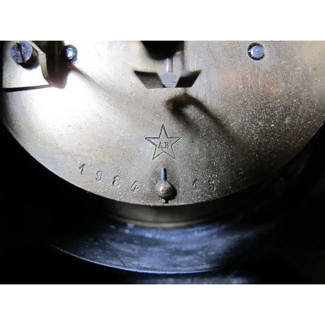 French Bronze and Marble Egyptian Inspired Clockset For Sale - Image 10 of 11