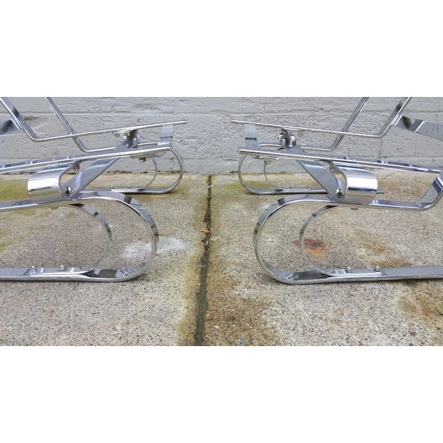 Poul Kjaerholm Attrib. Mid-Century Modern Flat Bar Steel Chrome Lounge Chairs - A Pair For Sale - Image 9 of 10