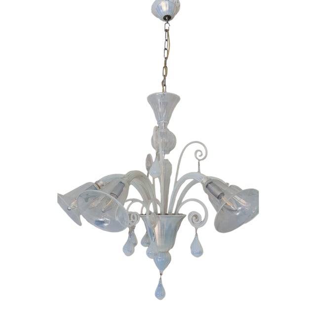 Mid 20th Century Mid Century Modern Murano Glass Venetian Chandelier - 6 Light For Sale