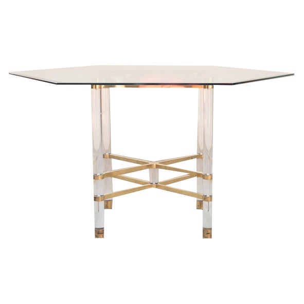 Hexagonal Glass Dining Table by Sandro Petti for Angolometallarte, 1970s For Sale