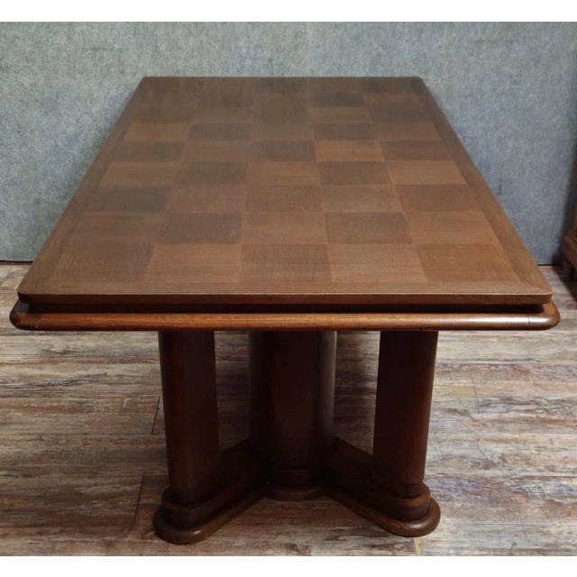 Large Art Deco Extendable Table with Column Legs, 1930s For Sale - Image 6 of 8