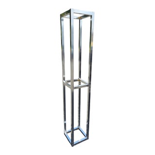 Vintage Milo Baughman Style Chrome Pedestal Stand MCM Open Column Sculpture Shelf For Sale
