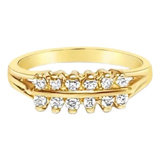 Double Row Prong Diamond Ring .34cttw 14k Yellow Gold, Size 6 For Sale